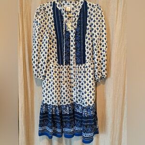 NWT Lucky Brand Blue and White Floral Dress